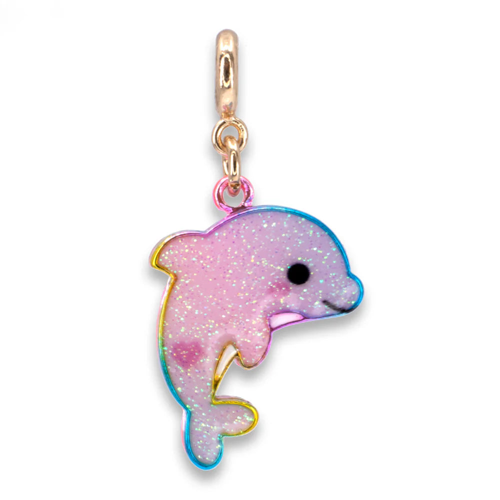 Charm It! Gold Glitter Tie-Dye Dolphin Charm