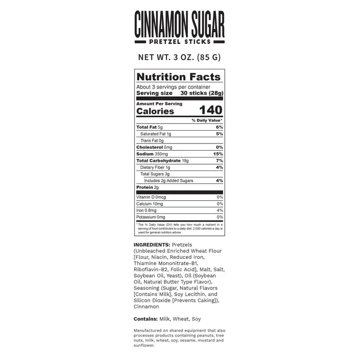 Pop Daddy – Cinnamon Sugar Seasoned Pretzels 3.0oz