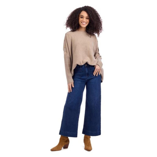 Mud Pie Sheffield Button Sweater - Tan