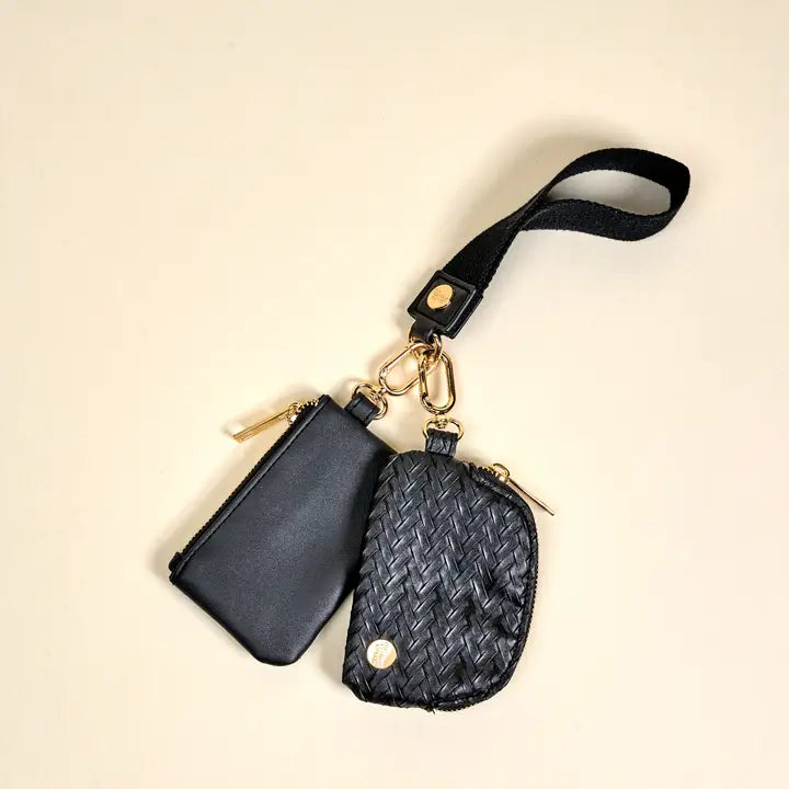 The Darling Effect Dynamic Duo Pouch Luxe Wristlet–Black
