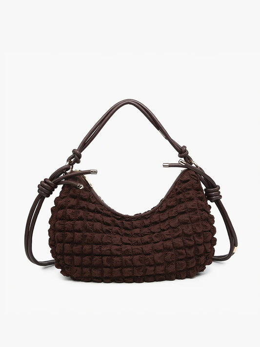 JEN & CO. Nelly Quilted Nylon Shoulder Bag-Espresso