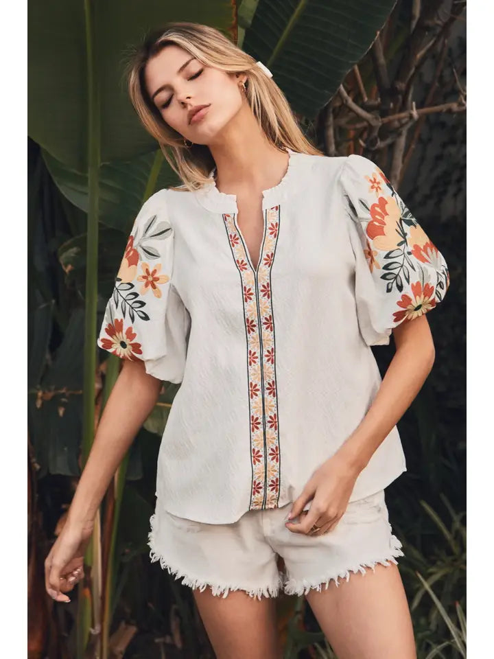 Oddi Textured Woven Top-White