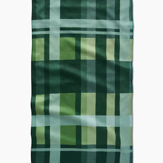 Geometry Shamrock Plaid Tea Towel