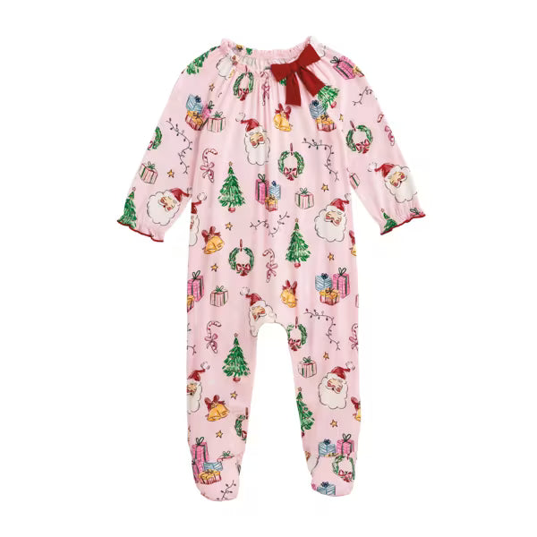 MUD PIE PINK CHRISTMAS BABY SLEEPER