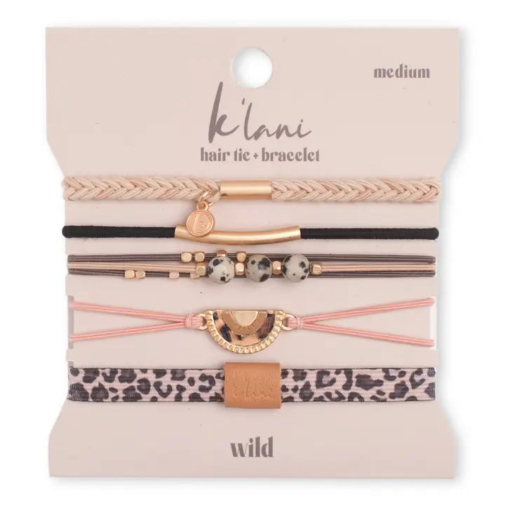 K'lani "Wild" Animal Print with Pink Accent Hair Tie Bracelets