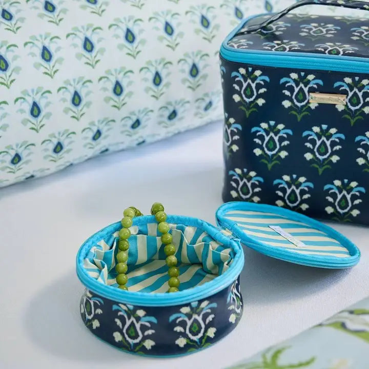 Laura Park Designs Rosemary Indigo Round Jewelry Case