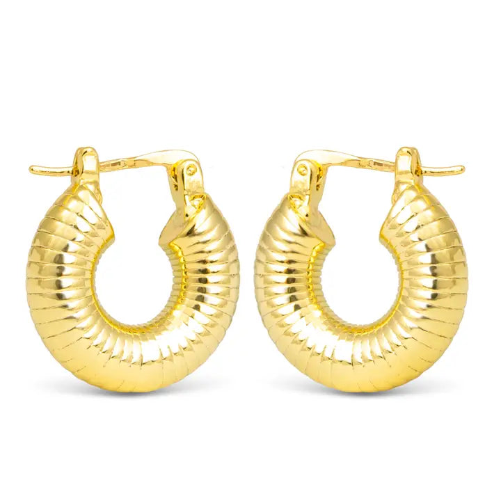 Amanda Blu Alyson Polished Ribbed Hoop Gold