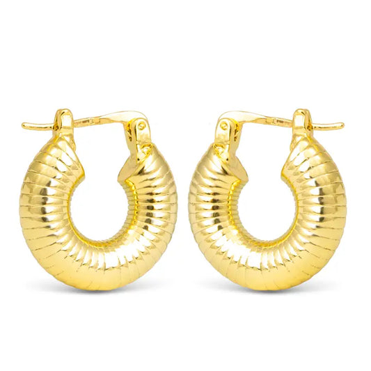 Amanda Blu Alyson Polished Ribbed Hoop Gold