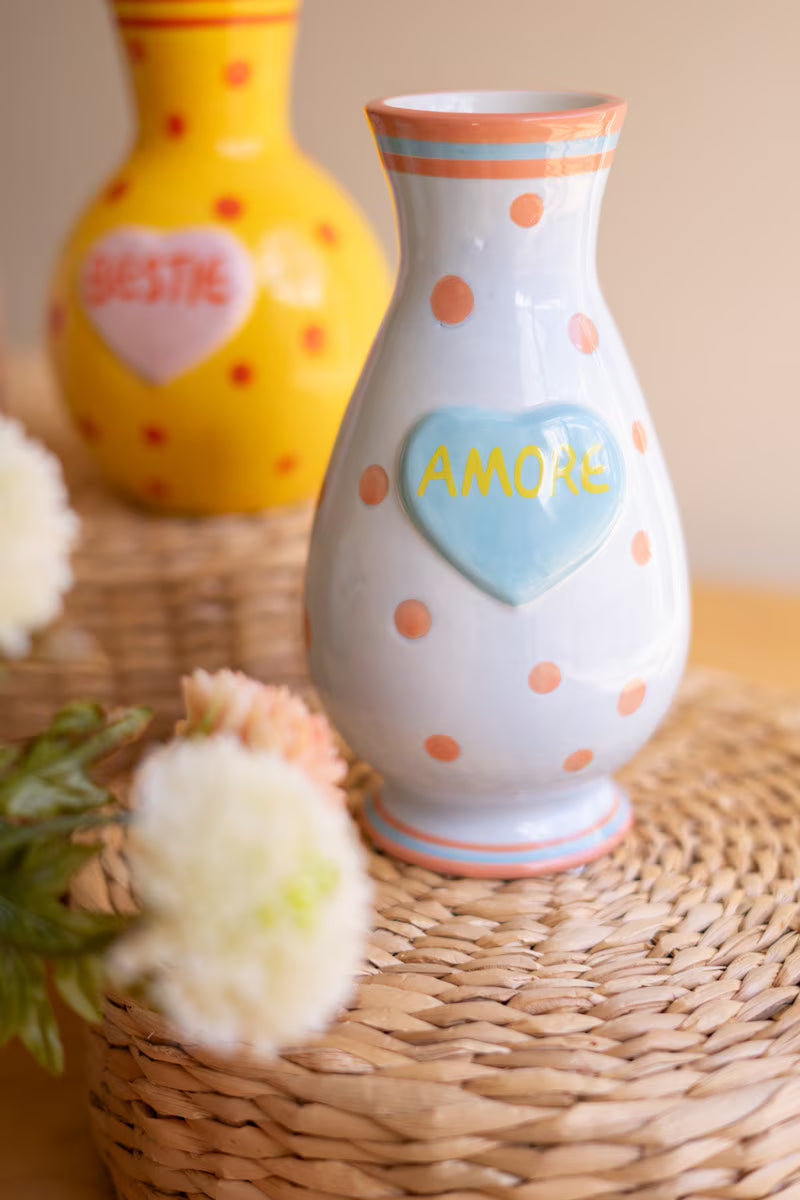 Kalalou Ceramic Hearts with Words Vases