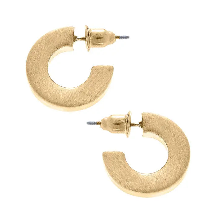 Canvas Style Emmy Small Flat Hoop Earrings in Satin Gold
