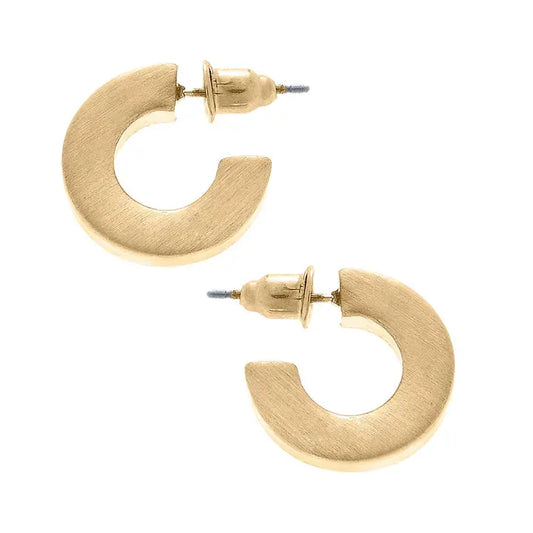 Canvas Style Emmy Small Flat Hoop Earrings in Satin Gold