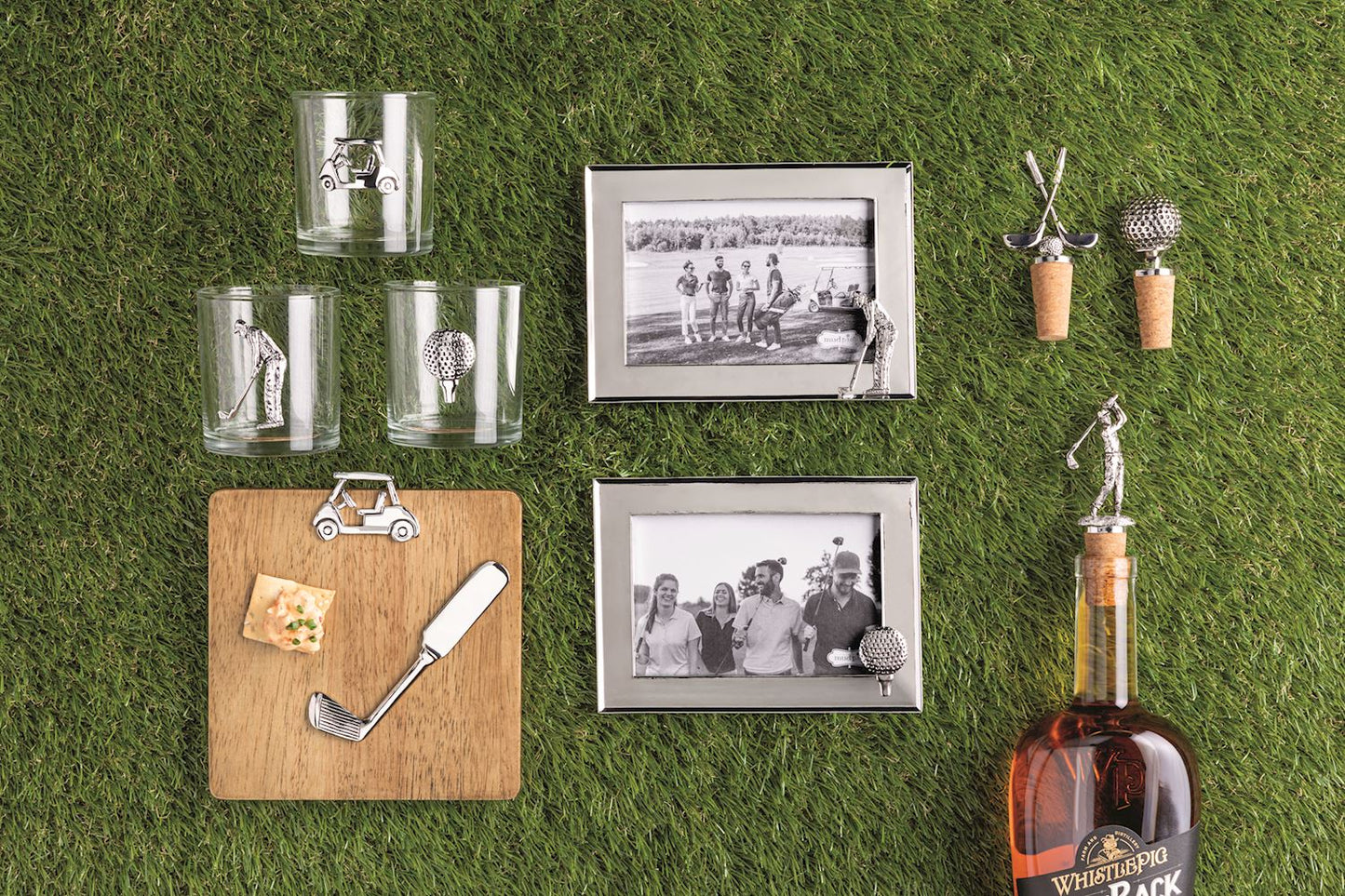 MUD PIE GOLF CART GOLF DOUBLE OLD FASHIONED GLASS