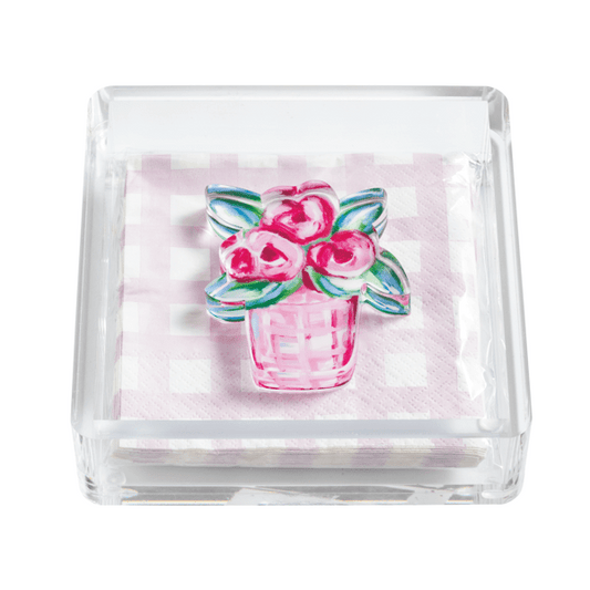 MUD PIE FLOWER NAPKIN HOLDER AND WEIGHT SET