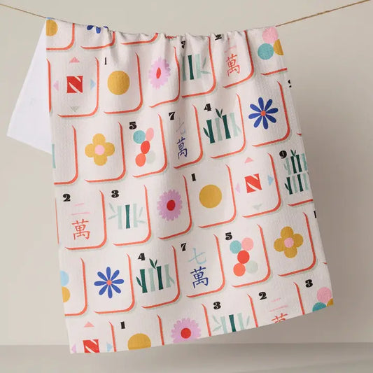 Geometry Tile Toss Tea Towel - Mahjong