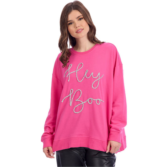 MUD PIE HALLOWEEN SPARKLE SWEATSHIRT-PINK