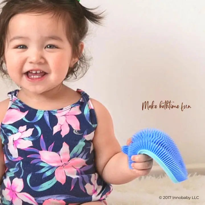 Innobaby Silicone Bath Scrub / Fun Fish Shape Brush / Baby Bath Toy-Blue