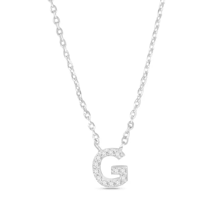 Amanda Blu Silver Cz Initial Necklace - G