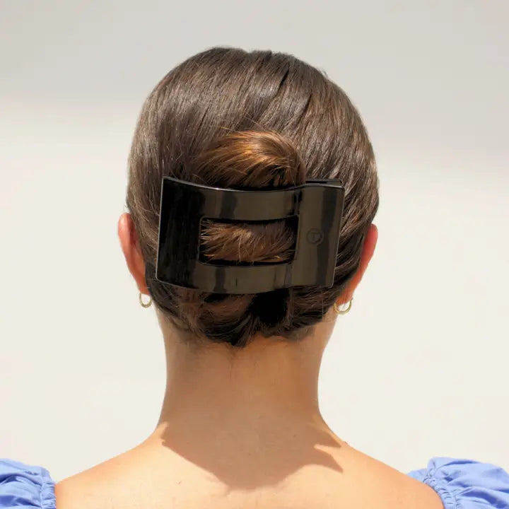 Teleties Flat Rectangle Hair Clip | Large | Jet Black