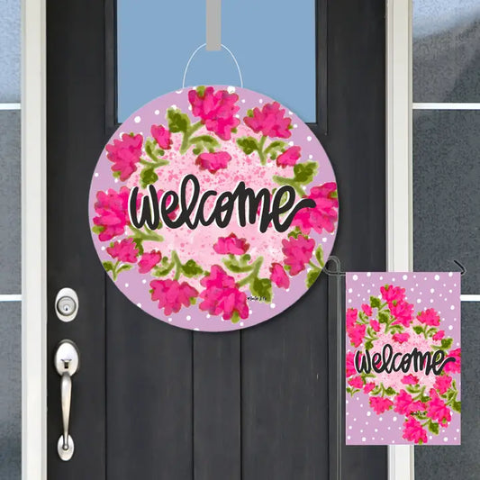 Baxter & Me Pink Blossom Welcome Door Hanger