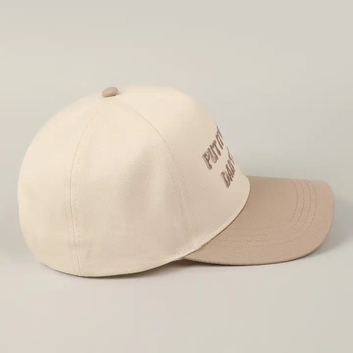 Put It On My Dad's Tab Embroidery Two-Tone Hat-Beige