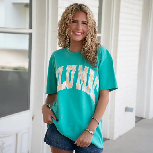 LULU MAC- Stripe Adult Cream Sickle Sky/Island Green Comfort Colors Tee