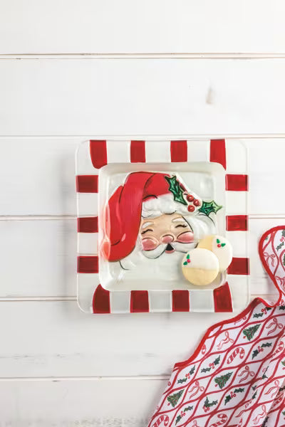 MUD PIE SANTA GLASS PLATTER