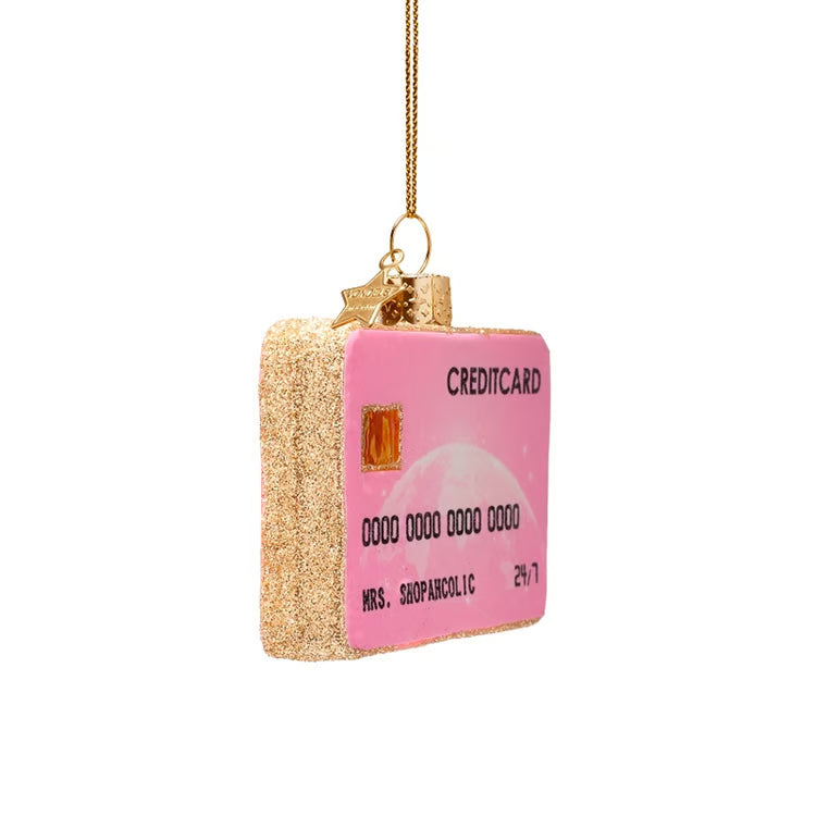 VONDELS Ornament glass pink opal credit card H2.75"