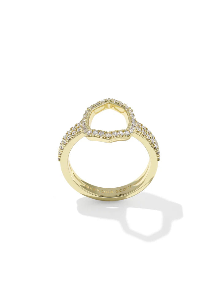 KENDRA SCOTT DAPHNE PAVE COCKTAIL RING GOLD WHITE CZ