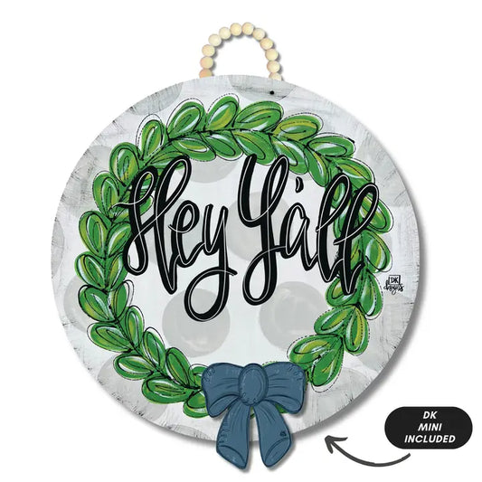 DK Designs Gray "Hey Y'all" Wreath Hanger + Mini
