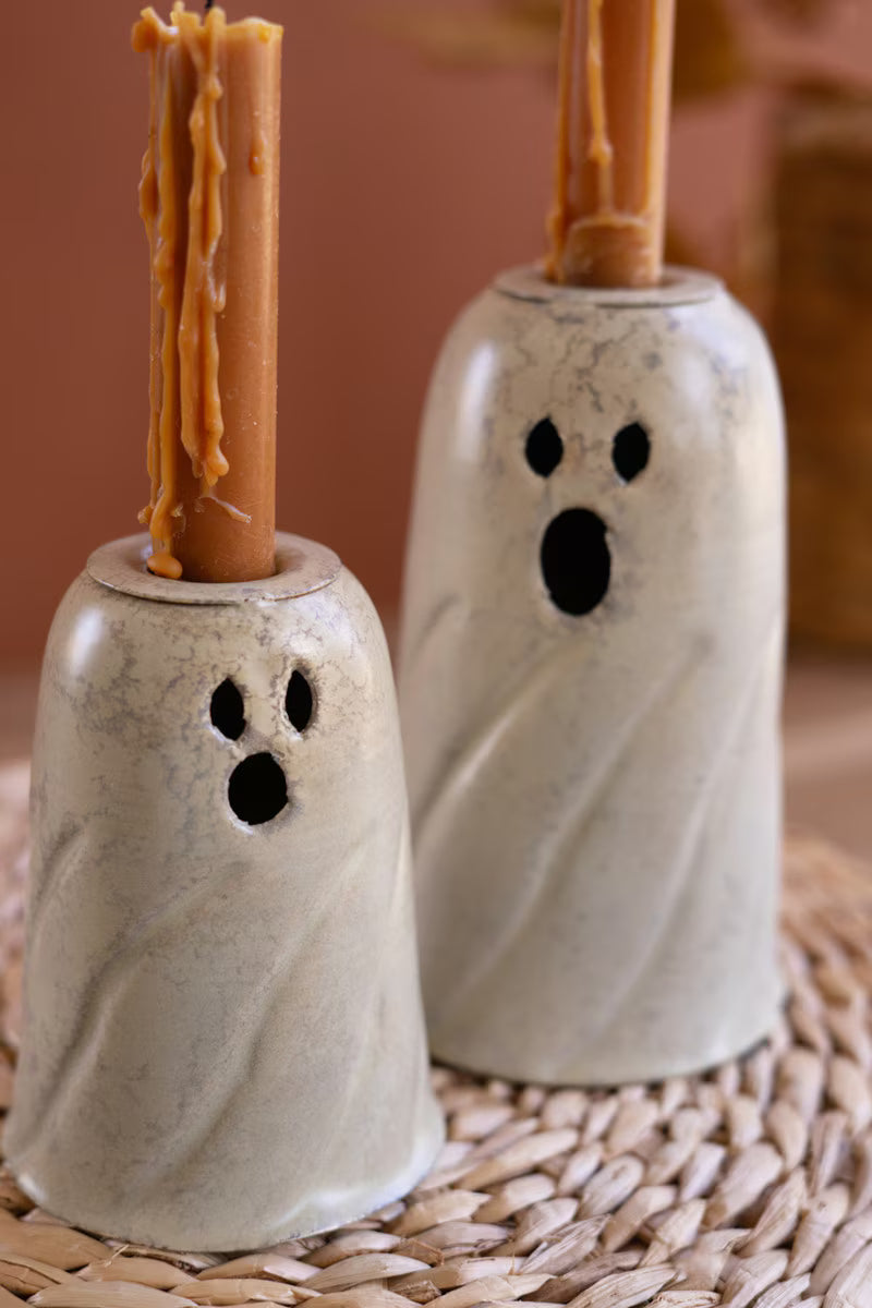 Kalalou Metal Ghost Taper Candle Holders