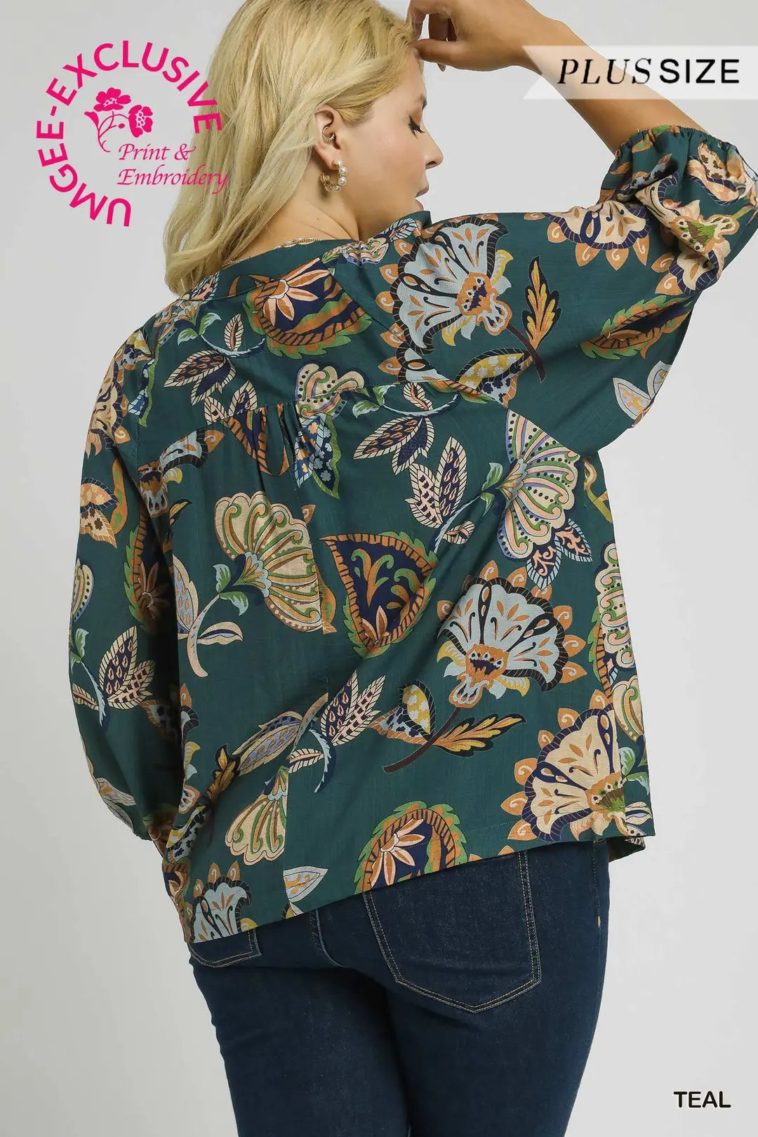 Umgee Boho Paisley Puff Sleeve Blouse