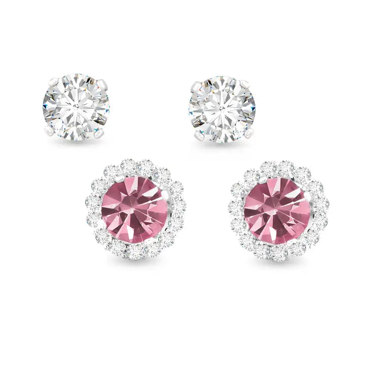 Amanda Blu Birthstone Earrings with Cz Halo Jacket & Clear Cz