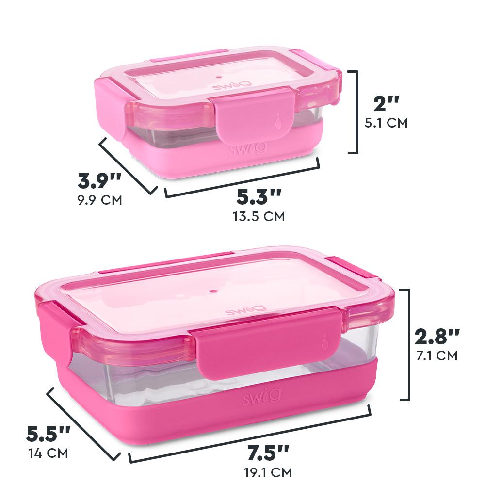 Swig Life Pink 3pc Glass Food Storage Set (Medium)