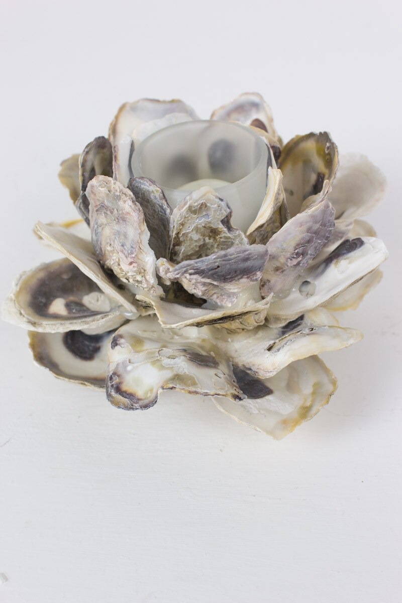 Kalalou Oyster Shell Flower Votive Holder