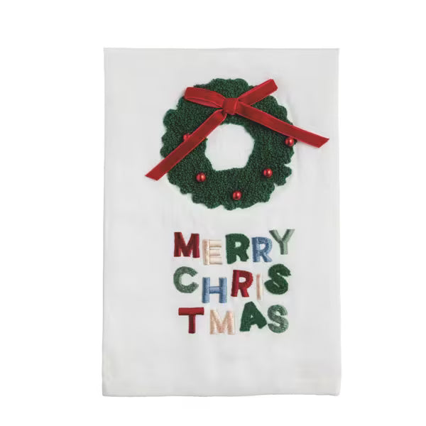 MUD PIE WREATH BEADED CHRISTMAS TOWEL