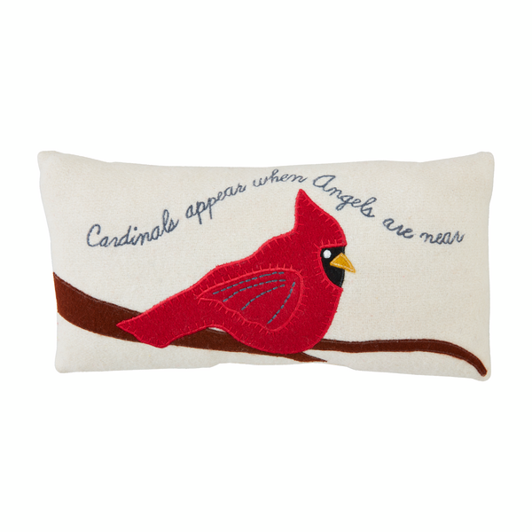 MUD PIE LUMBAR CARDINAL FELTED PILLOW