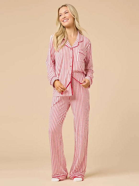 Softies Women's Traditional Christmas Collar Pajama Set