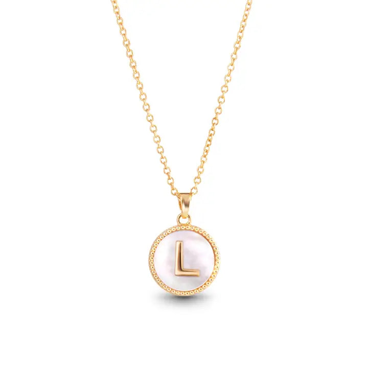 AMANDA BLU GOLD MOTHER OF PEARL INITIAL NECKLACE