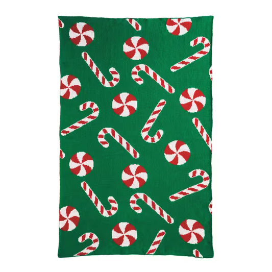MUD PIE CANDY CANE KNIT TOWEL