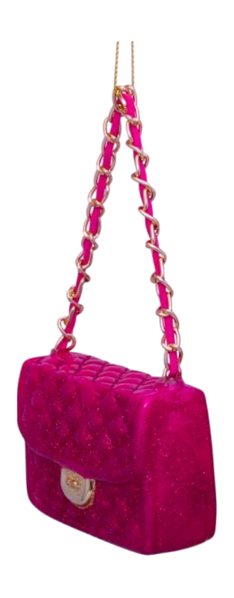 Christmas bauble Vondels Ornament Glass Raspberry Allover Glitter Fashion Bag 5.5 cm