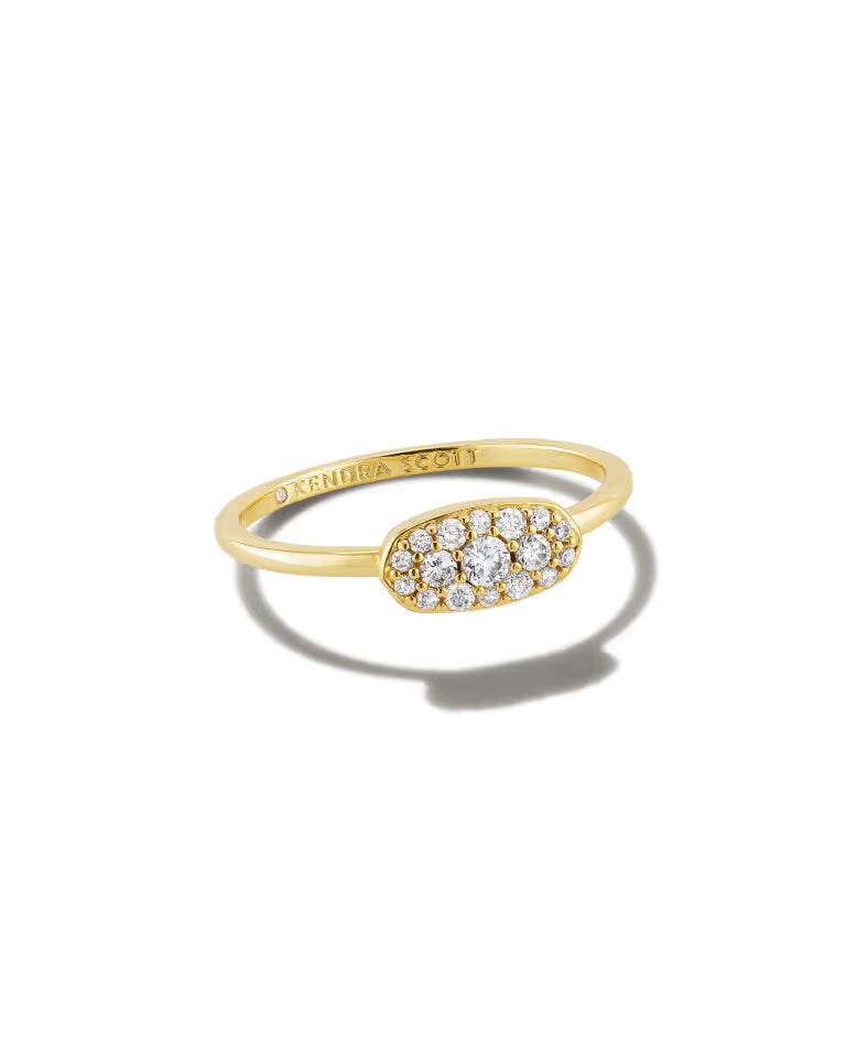 KENDRA SCOTT GRAYSON CRYSTAL BAND RING GOLD WHITE CRYSTAL 5