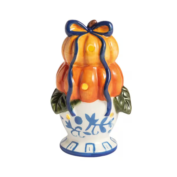 MUD PIE TOPIARY PUMPKIN LIGHT-UP SITTER