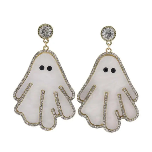 Jane Marie Ghost with Clear Crystal Post & Accents Earring
