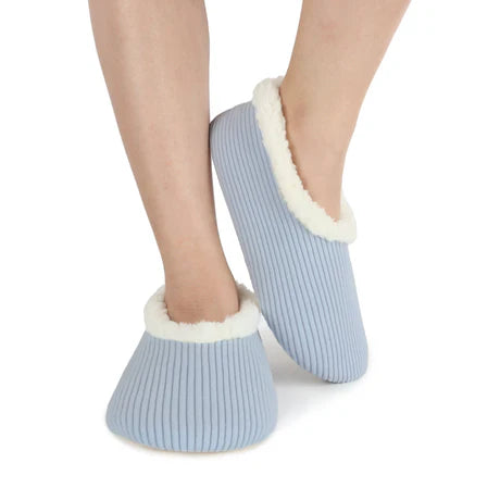 Snoozies! Womens Solid Corduroy Slipper With Memory Foam Sole Baby Blue
