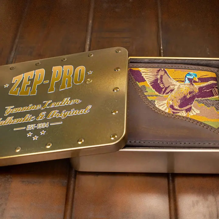 Zep-Pro Mallard Men's Bifold Woven Patch Leather Wallet