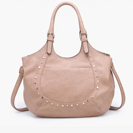 Jen & Co. Kay Studded Hobo w/ Crossbody Strap-Sand