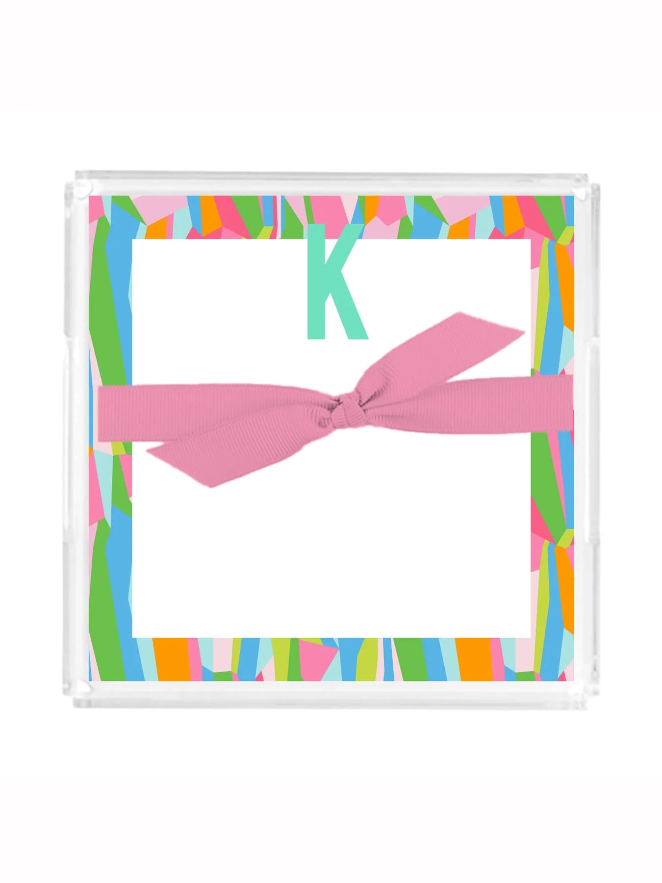 Mary Square Initial Acrylic Notepad Block | Tropical