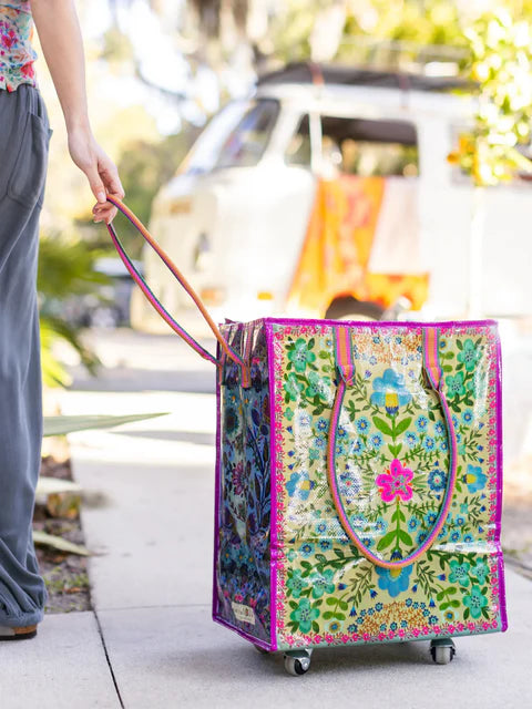 Natural Life Rolling Tote Bag-Taupe Mandala