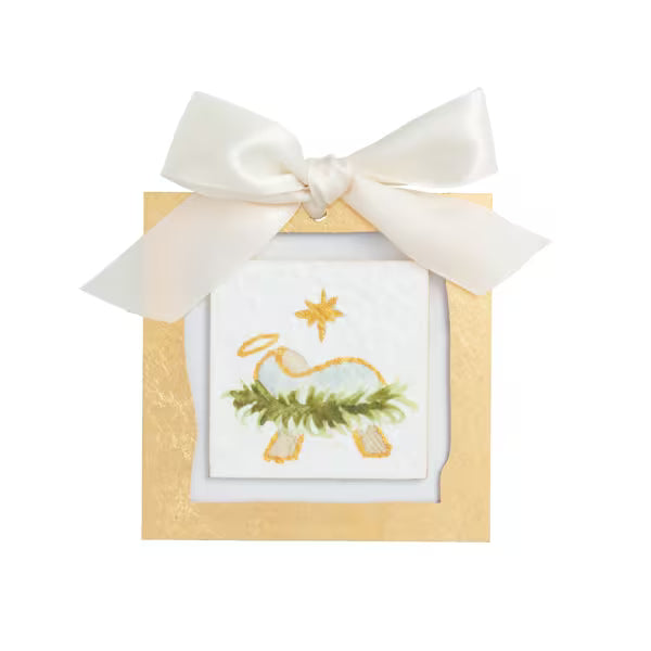 MUD PIE GOLD BABY JESUS ACRYLIC ORNAMENT
