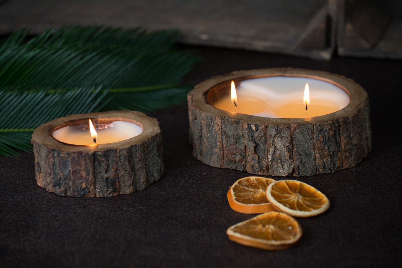 Himalayan Medium Irregular Tree Bark Pot Candle